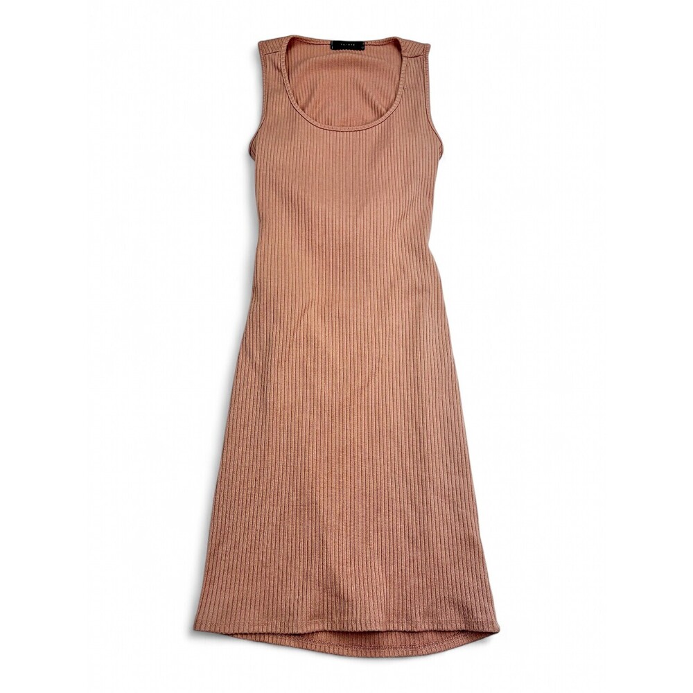 21 Saints Ribbed Tank Midi Dress S - Scoop Neck Dusty Rose